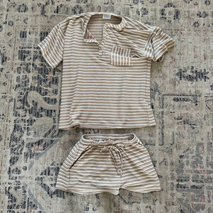 Women's SABO Beige White Striped Set M/L
